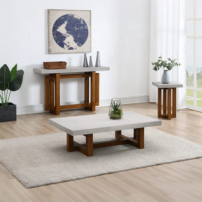 ACME Furniture - Keven Sofa Table - Faux Concrete Top & Walnut Finish - LV03017 view 5