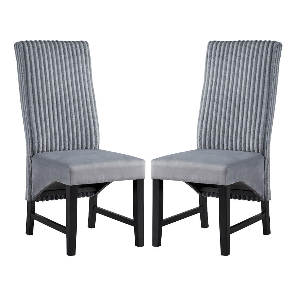 ACME Furniture - Kini Side Chair (Set of 2) - Gray Corduroy & Black Finish - DN04346 veiw 1