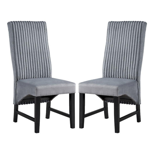 ACME Furniture - Kini Side Chair (Set of 2) - Gray Corduroy & Black Finish - DN04346 veiw 1