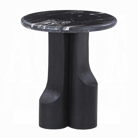 ACME Furniture - Kinton - End Table w/Natural Marble Top - Natural Marble Top &  Black Mercana - LV04786 view 1