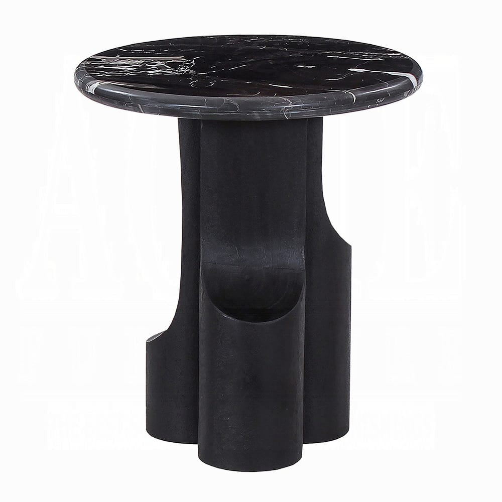 ACME Furniture - Kinton - End Table w/Natural Marble Top - Natural Marble Top &  Black Mercana - LV04786 view 2