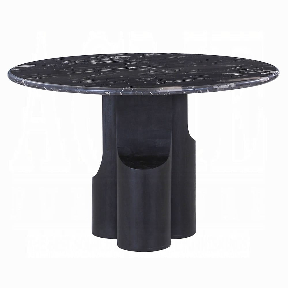 ACME Furniture - Kinton - Round Dining Table w/Natural Marble Top - Natural Marble Top &  Black Mercana - DN04795 view 1