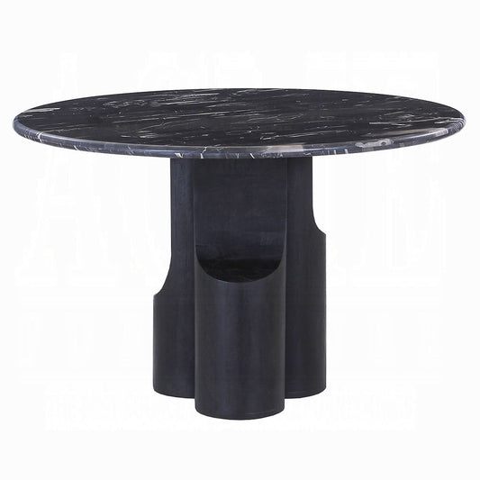 ACME Furniture - Kinton - Round Dining Table w/Natural Marble Top - Natural Marble Top &  Black Mercana - DN04795 view 1