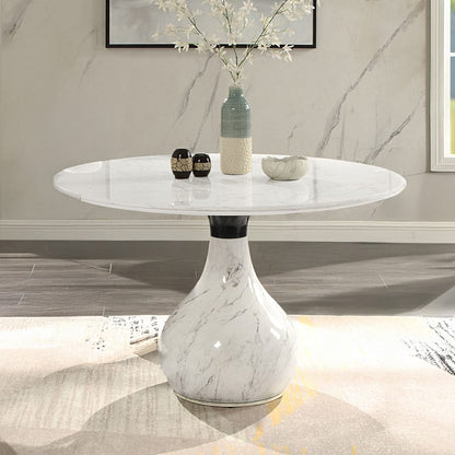 ACME Furniture - Koen - Round Dining Table - Engineering Marble Top, White & Black  - DN04055 view 4