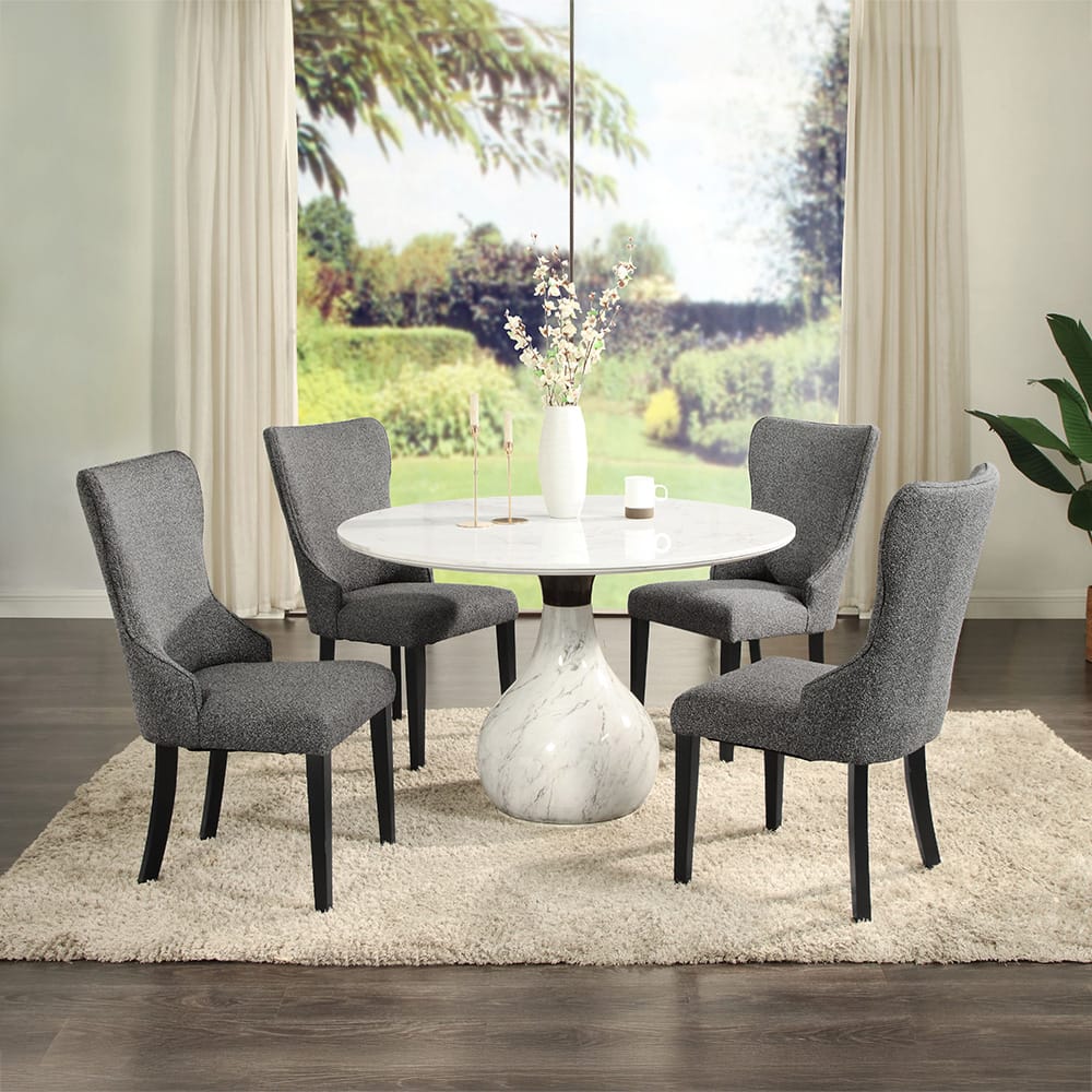 ACME Furniture - Koen - Round Dining Table - Engineering Marble Top, White & Black  - DN04055 view 5
