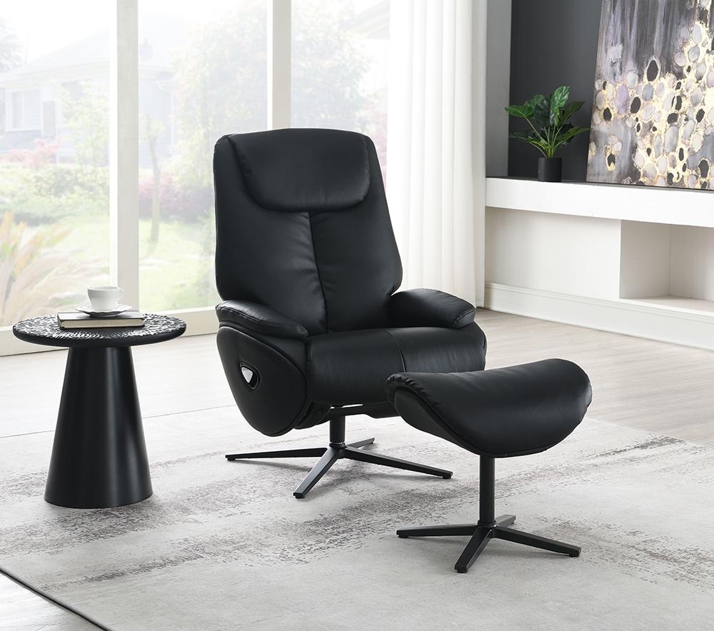 ACME Furniture - Labonita Accent Chair w/Swivel & Ottoman - Black Top Grain Leather & Black Finish - AC02992 veiw 1