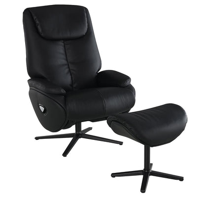 ACME Furniture - Labonita Accent Chair w/Swivel & Ottoman - Black Top Grain Leather & Black Finish - AC02992 veiw 3