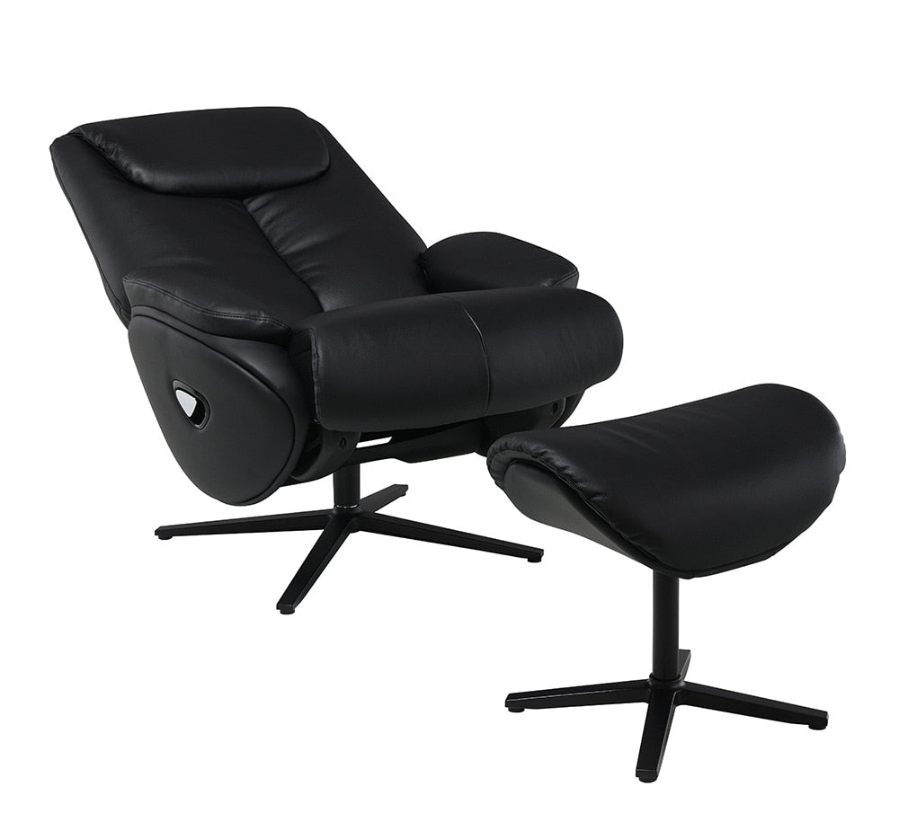 ACME Furniture - Labonita Accent Chair w/Swivel & Ottoman - Black Top Grain Leather & Black Finish - AC02992 veiw 4