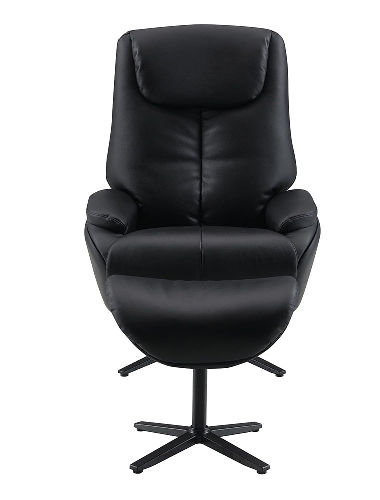 ACME Furniture - Labonita Accent Chair w/Swivel & Ottoman - Black Top Grain Leather & Black Finish - AC02992 veiw 5