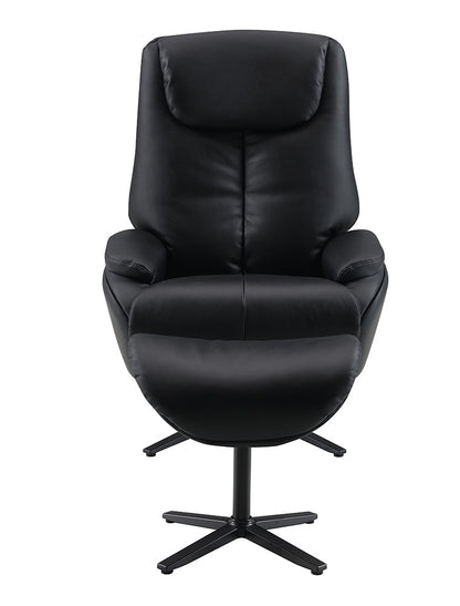 ACME Furniture - Labonita Accent Chair w/Swivel & Ottoman - Black Top Grain Leather & Black Finish - AC02992 veiw 5