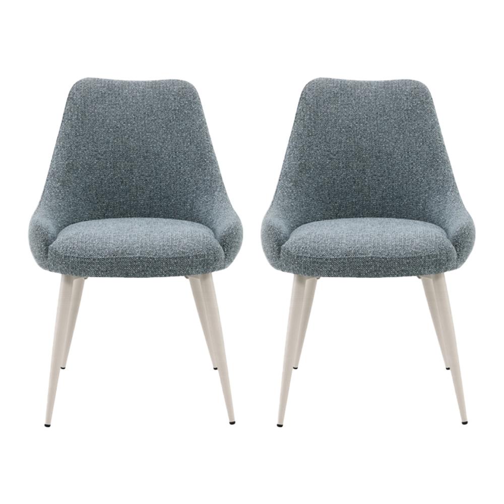 ACME Furniture - Laela Side Chair (Set of 2) - Light Blue Boucle & White Finish - DN03696 view 1