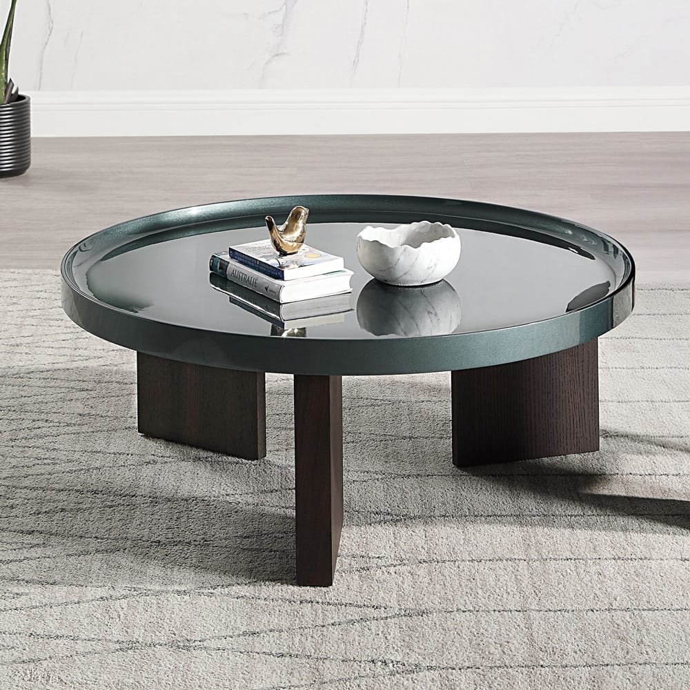 ACME Furniture - Lakita - Coffee Table - Blackish Green/ Dark Blond High Gloss & Smoked Oak  - LV04405 view 4