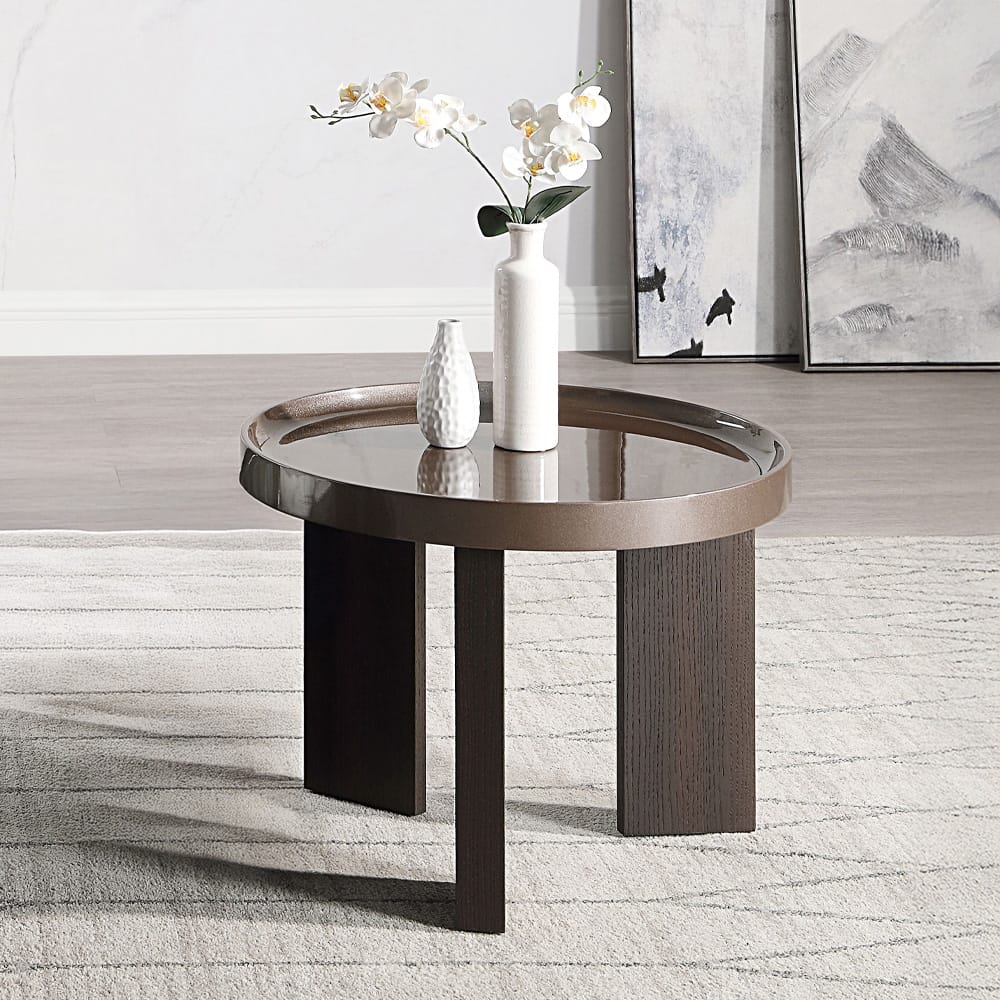 ACME Furniture - Lakita - End Table - Dark Blond High Gloss & Smoked Oak  - LV04406 view 4