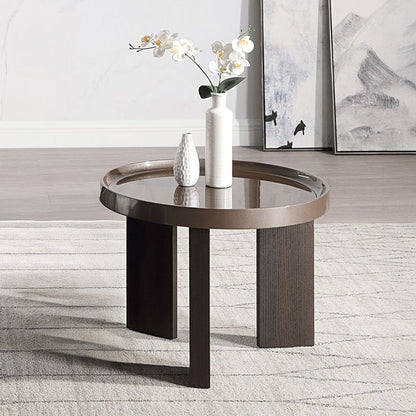 ACME Furniture - Lakita - End Table - Dark Blond High Gloss & Smoked Oak  - LV04406 view 4