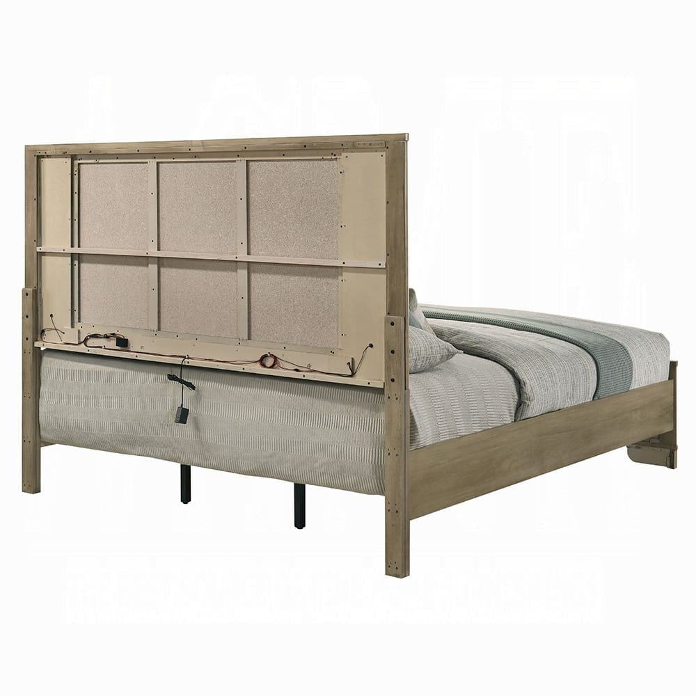 ACME Furniture - Lakkari - Eastern King Bed w/LED - Antique Oak - BD04871EK view 4