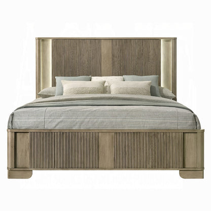 ACME Furniture - Lakkari - Eastern King Bed w/LED - Antique Oak - BD04871EK view 5