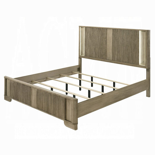 ACME Furniture - Lakkari - Queen Bed w/LED - Antique Oak - BD04872Q view 1