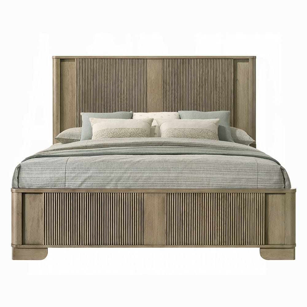 ACME Furniture - Lakkari - Queen Bed w/LED - Antique Oak - BD04872Q view 2