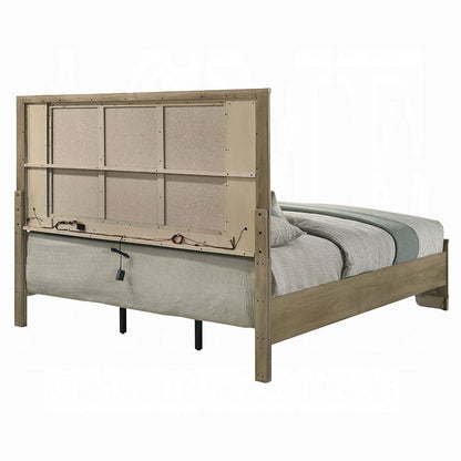 ACME Furniture - Lakkari - Queen Bed w/LED - Antique Oak - BD04872Q view 4