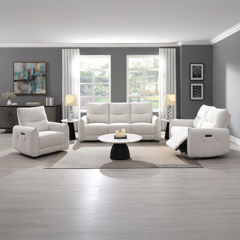 ACME Furniture - Lalisa - Power Motion Recliner  w/USB Port  - Cream Chenille - LV04782 view 9