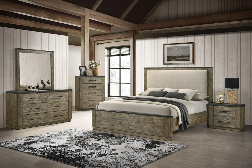 ACME Furniture - Lance - Eastern King Bed  - Beige Fabric & Tree Bark  - BD06001EK view 5
