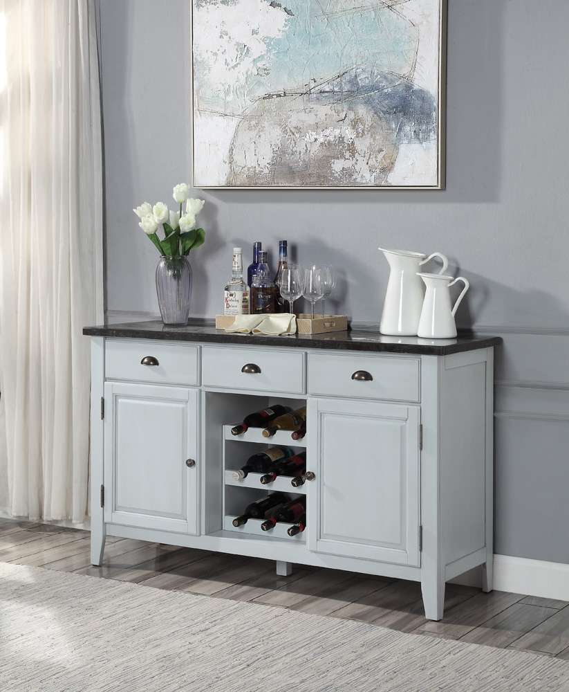 ACME Furniture - Lanton Server w/Marble Top - Natural Marble & Antique White - DN01453 veiw 1