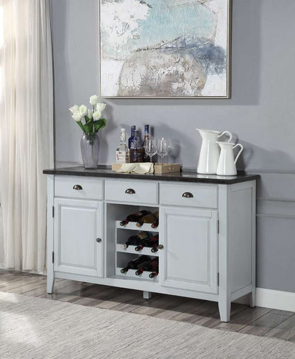 ACME Furniture - Lanton Server w/Marble Top - Natural Marble & Antique White - DN01453 veiw 1