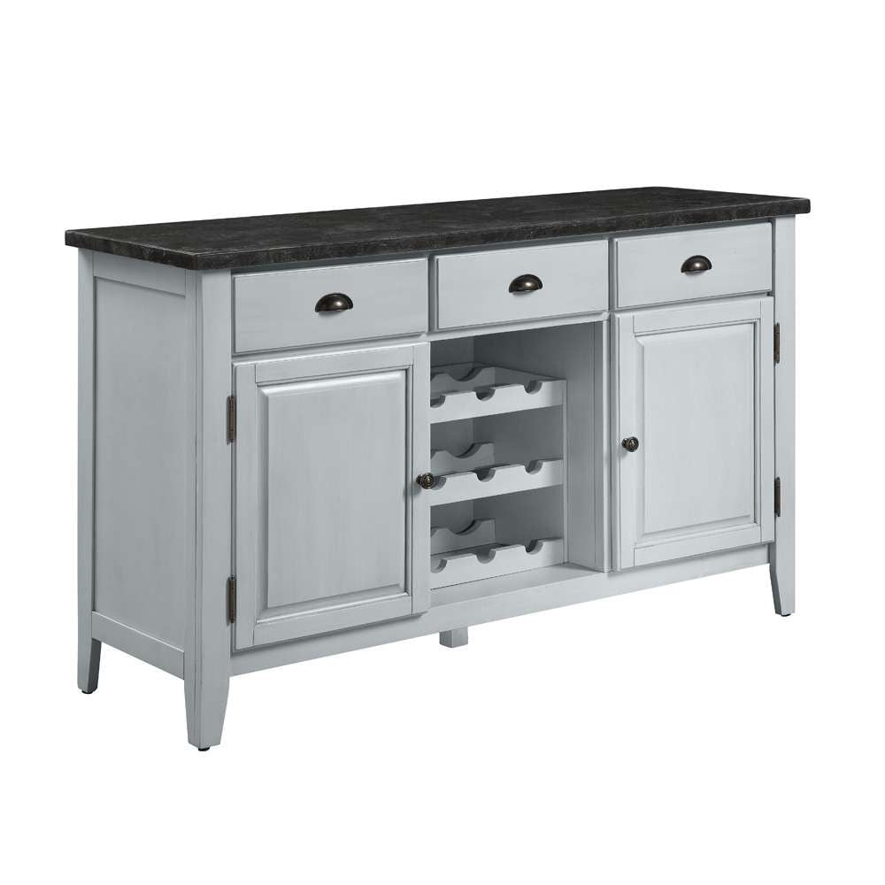 ACME Furniture - Lanton Server w/Marble Top - Natural Marble & Antique White - DN01453 veiw 2