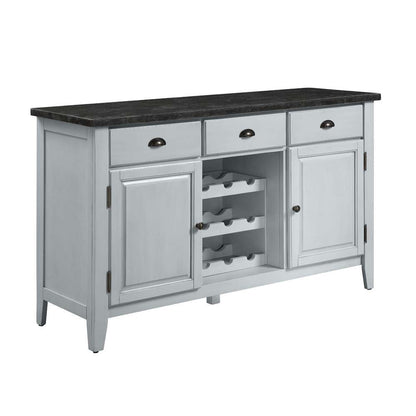 ACME Furniture - Lanton Server w/Marble Top - Natural Marble & Antique White - DN01453 veiw 2