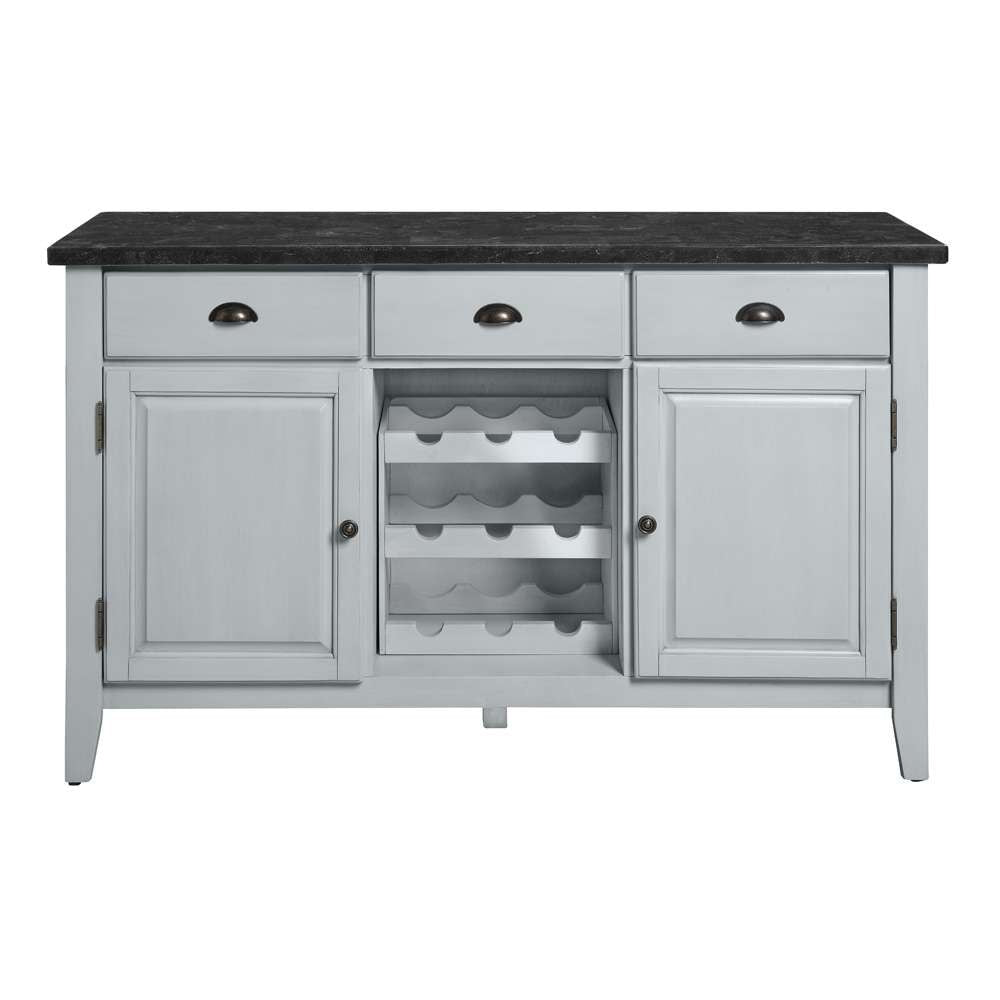 ACME Furniture - Lanton Server w/Marble Top - Natural Marble & Antique White - DN01453 veiw 3