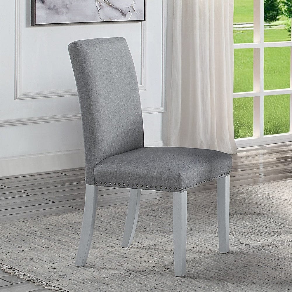 ACME Furniture - Lanton Side Chair (Set of 2) - Gray Linen & Antique White - DN01452 view 6