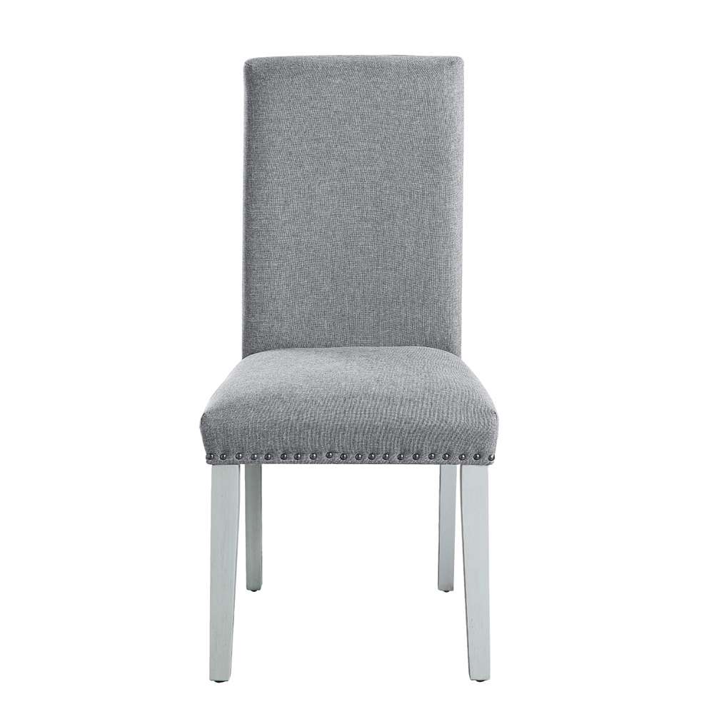 ACME Furniture - Lanton Side Chair (Set of 2) - Gray Linen & Antique White - DN01452 veiw 2