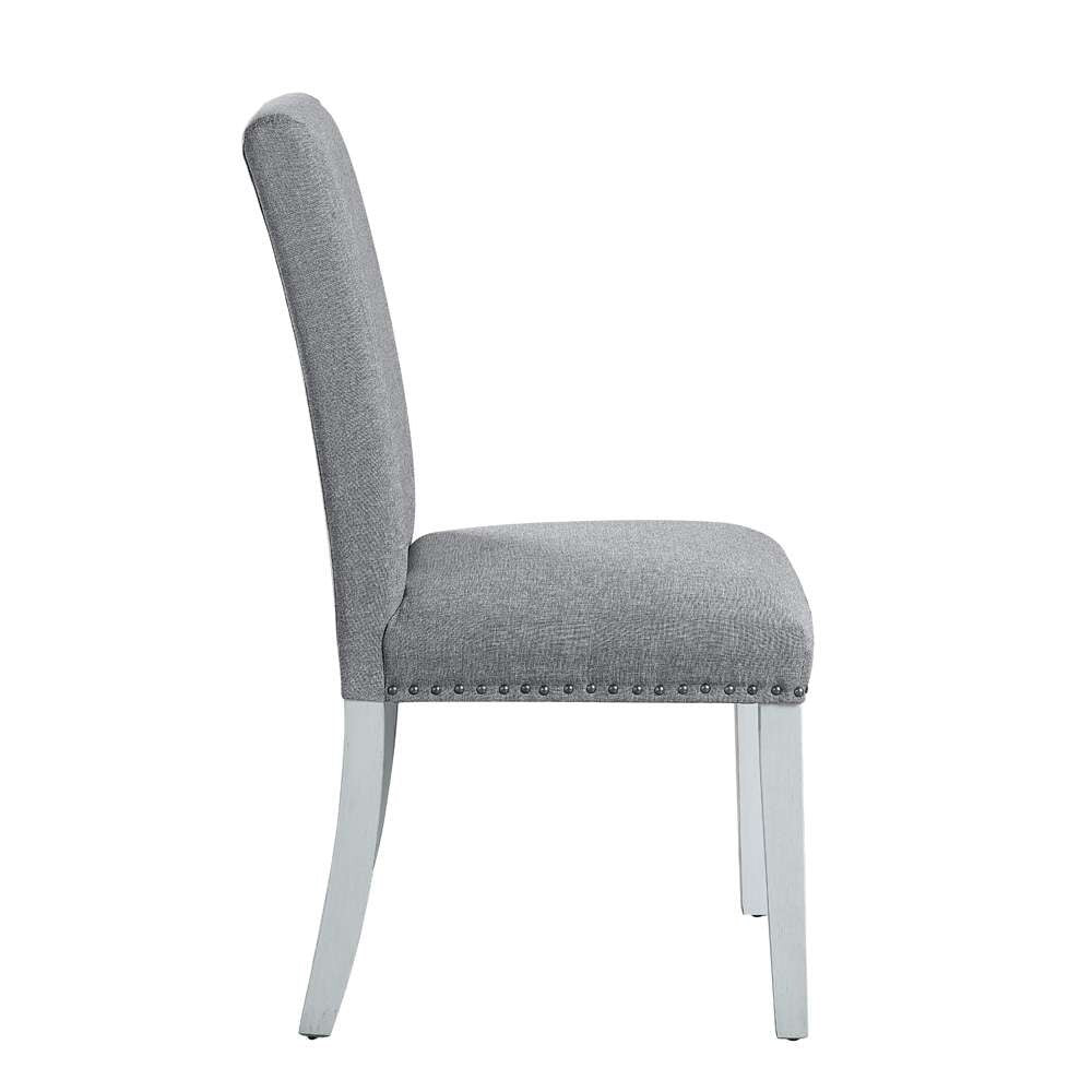 ACME Furniture - Lanton Side Chair (Set of 2) - Gray Linen & Antique White - DN01452 veiw 3