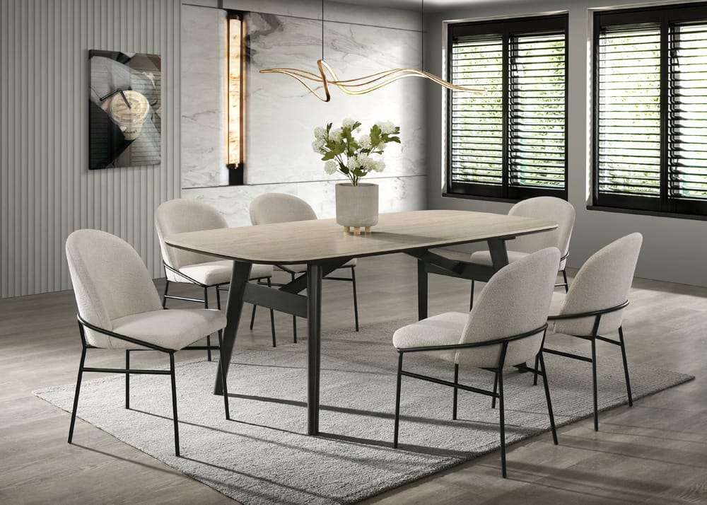 ACME Furniture - Lark - Dining Table - Travertine Top & Black - DN04675 view 4