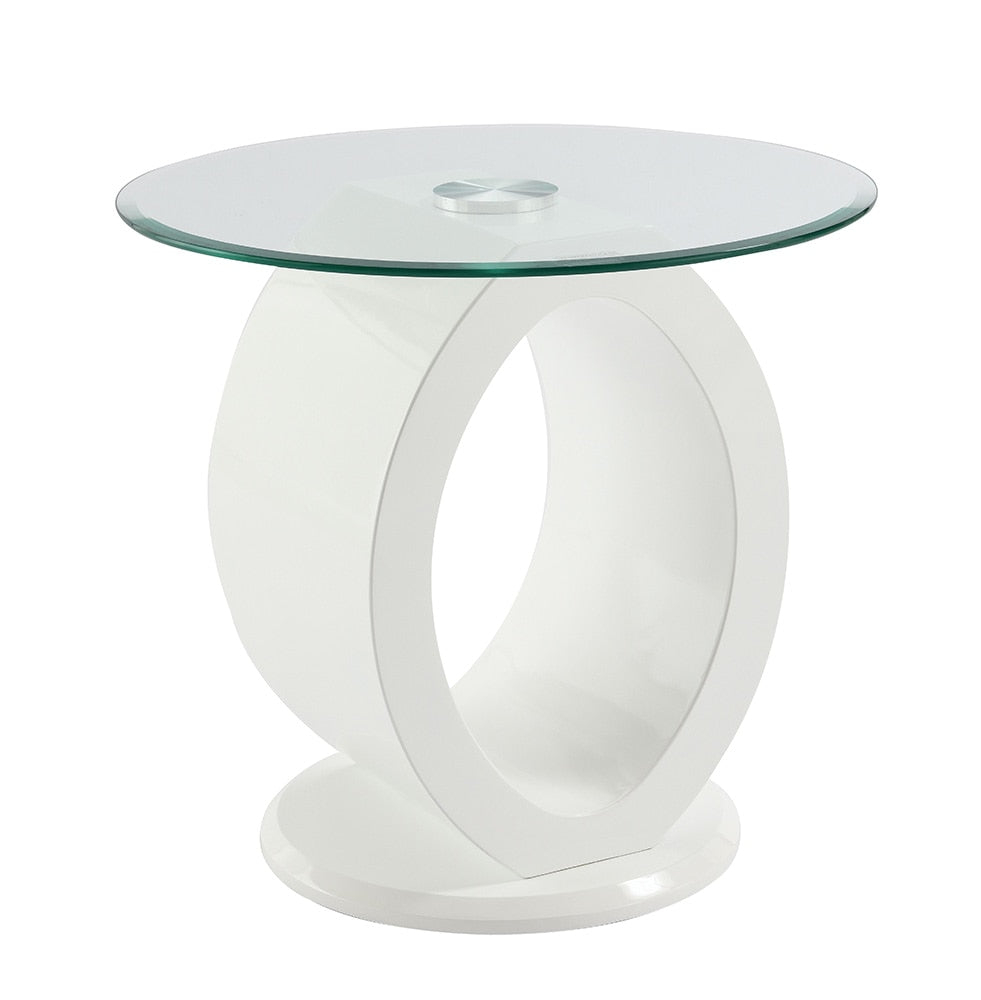 ACME Furniture - Larry End Table - Glass Top, White High Gloss Finish - LV03186 view 1