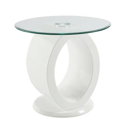 ACME Furniture - Larry End Table - Glass Top, White High Gloss Finish - LV03186 view 1