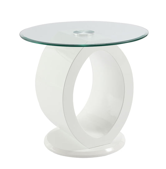 ACME Furniture - Larry End Table - Glass Top, White High Gloss Finish - LV03186 view 1