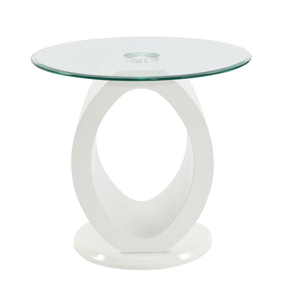 ACME Furniture - Larry End Table - Glass Top, White High Gloss Finish - LV03186 view 2