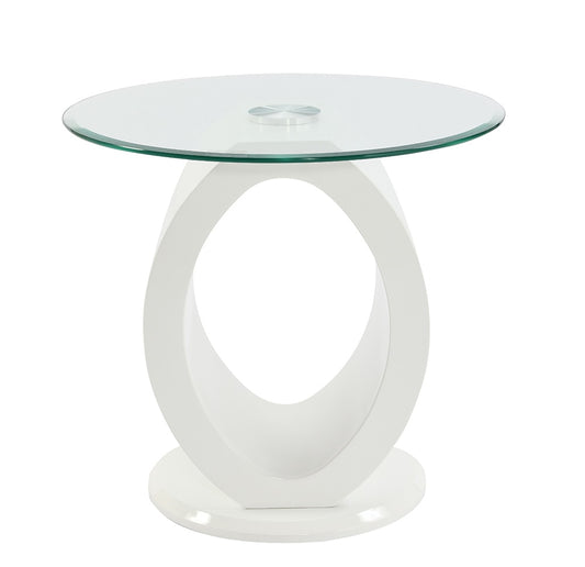 ACME Furniture - Larry End Table - Glass Top, White High Gloss Finish - LV03186 view 2