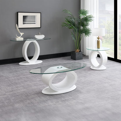 ACME Furniture - Larry End Table - Glass Top, White High Gloss Finish - LV03186 view 4