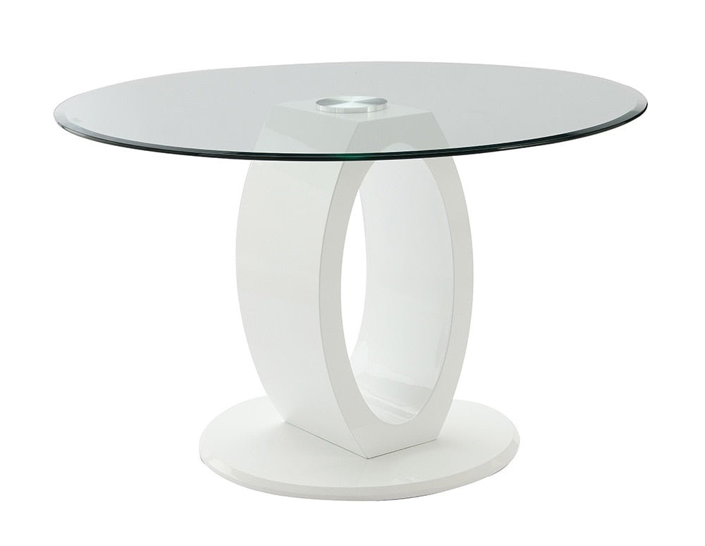 ACME Furniture - Larry Round Dining Table - Glass Top, White High Gloss Finish - DN03175 view 1