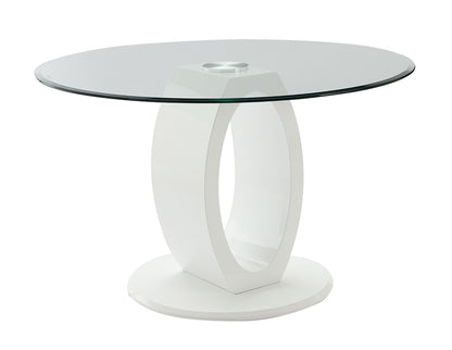 ACME Furniture - Larry Round Dining Table - Glass Top, White High Gloss Finish - DN03175 view 1