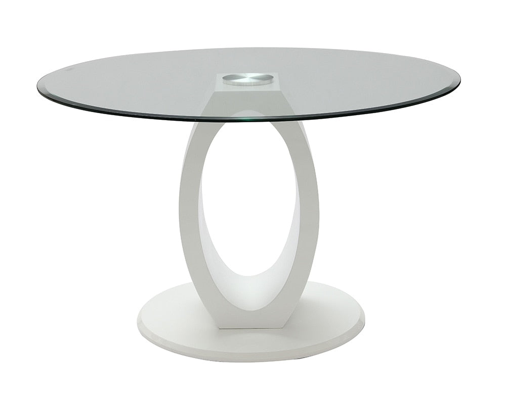 ACME Furniture - Larry Round Dining Table - Glass Top, White High Gloss Finish - DN03175 view 2