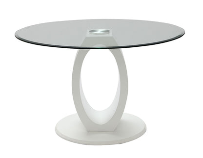 ACME Furniture - Larry Round Dining Table - Glass Top, White High Gloss Finish - DN03175 view 2
