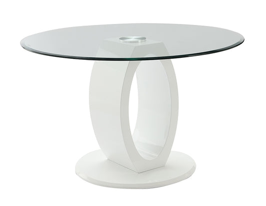 ACME Furniture - Larry Round Dining Table - Glass Top, White High Gloss Finish - DN03175 veiw 1