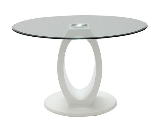 ACME Furniture - Larry Round Dining Table - Glass Top, White High Gloss Finish - DN03175 veiw 2