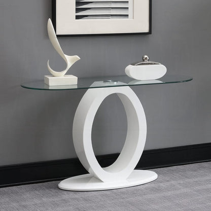 ACME Furniture - Larry Sofa Table - Glass Top, White High Gloss Finish - LV03187 view 3