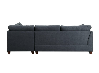 ACME Furniture - Laurissa - Sectional Sofa & Ottoman w/2 Pillows - Dark Blue Linen - 54365 view 3
