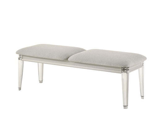 ACME Furniture - Laveda Bench - Light Gray Boucle & Pearl White Finish - BD03797 veiw 2