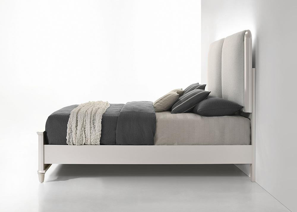 ACME Furniture - Laveda Queen Bed w/LED - Light Gray Boucle & Pearl White Finish - BD03792Q view 3